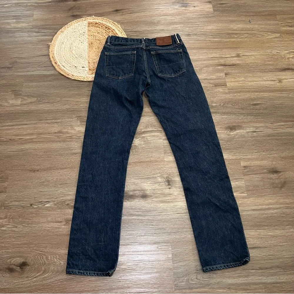 GUSTIN Selvedge Button Fly Mens Slim Fit Denim Dark Wash Jeans